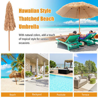 8 Feet Patio Thatched Tiki Umbrella Hawaiian Hula Beach Umbrella-1